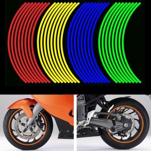 17/18 inch Motorcycle Reflective Wheel hub Stickers Auto Decors Wheel Stickers on Car 16 Strips waterproof Decal Tape