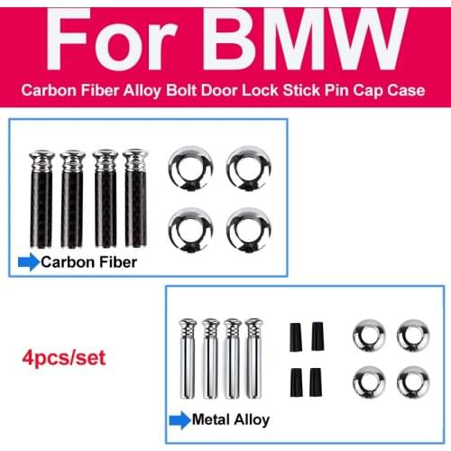 4PCS/set Carbon Fiber Alloy Bolt Door Lock Stick Pin Cap Case for E92 X5 E70 E90 F30 E93 F31 X1 X3 F15 X6 Z4 Car Accessory