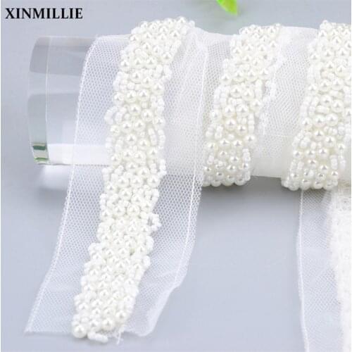 Pearl Beading Trimming Craft Fake Lace Ribbon Neckline Costume Applique Sewing On Clothes Wedding Decoration Diy Accessories