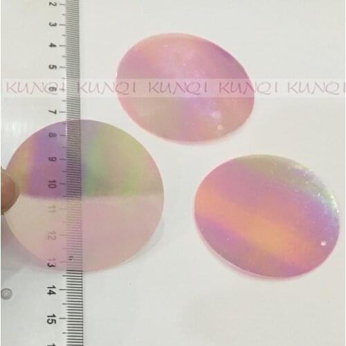 50mm Large Round Loose Hologram Sequin Paillette Sewing Decoration,Wedding Craft,Women Kids DIY Garment Acc Transparent Pink
