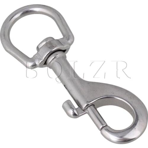 BQLZR 105mm 304 Stainless Steel Swivel-Eye Bolt Snap Hook Round Swivel Silver