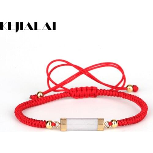 KEJIALAI Bracelets For Women Adjustable Lace-Up Rope Chain Natural Crystal Bracelets Personality Red Geometric Bracelets B226