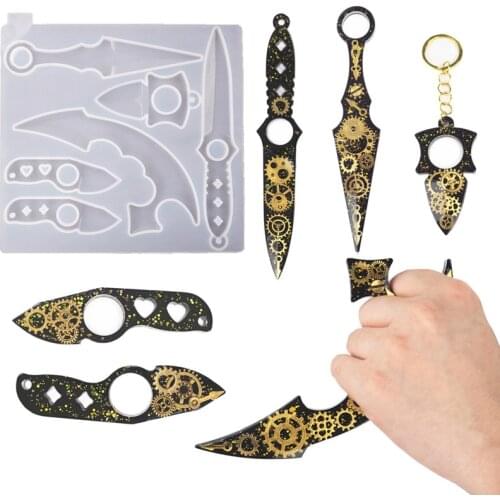 Keychain Finger Pocket Knife Defense Silicone Mirror Mold for DIY Uv Resin Mould Silicone Molds Art Craft Jewelry