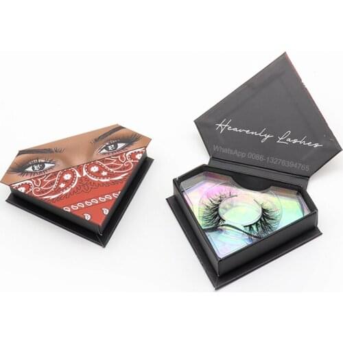 Private Label Red Bandana Diamond Eyelash Box Wholesale 20mm Nature Look Mink Eyelashes Makeup Lashes Custom Lashbox With Logo