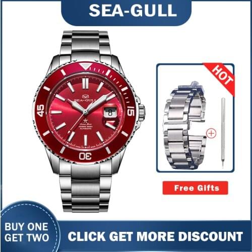 Seagull Watch 2021 Ocean Star Automatic Mechanical300m Waterproof Diving Sport Watch Red Dial 816.92.6113