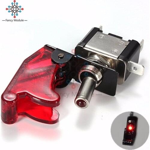 Car Auto Cover Racing Red LED SPST On Off Aircraft Type Toggle Switch Control Flip Cover 12V 20A