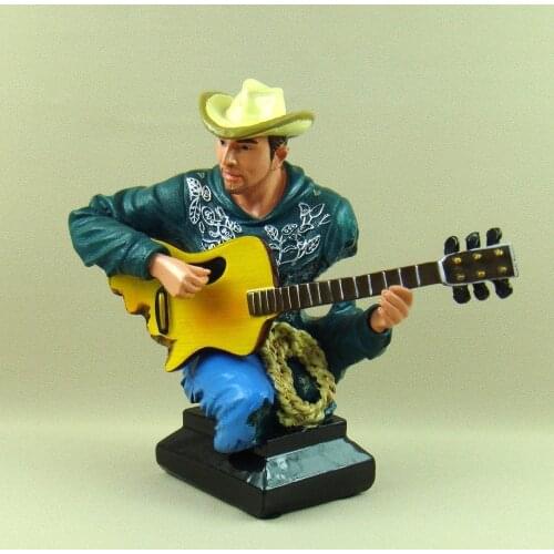 Countryside Cowboy Guitarist Bust Abstractive Polyresin Guitar Player Figure Sculpture Decor Art and Craft Ornament Accessories