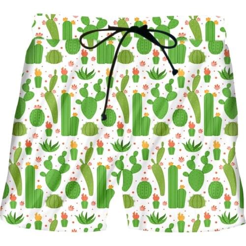 IFPD 3D Shorts Plant Cactus Printed Mens Summer Beach Shorts Causual Funny Harajuku Plus Size Comfortable Short Pants Oversized