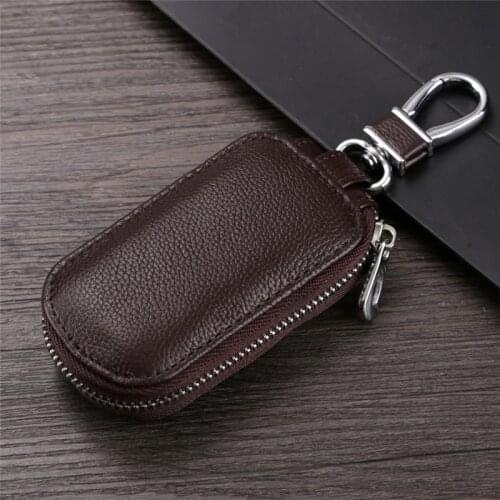 BYCOBECY 2020 Key Holder Wallet 100% Genuine Leather Key Holder Unisex Solid Key Wallet Keys Organizer Bag Car Housekeeper