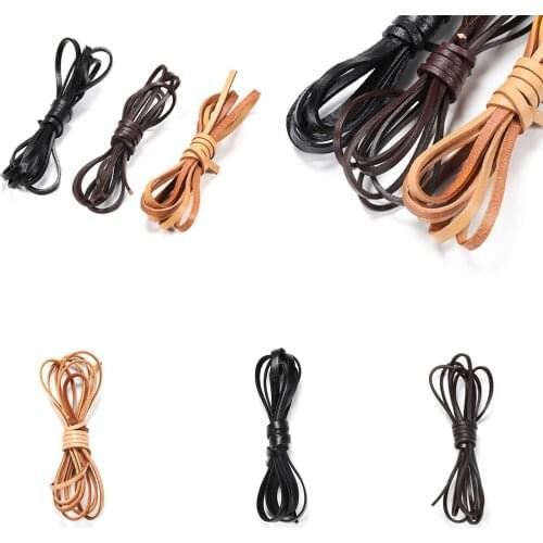 2m 2-10 mm Width Leather Rope String Flat Genuine Cow Leather Cord Width Bracelet Necklace DIY Jewelry Accessories Wholesale