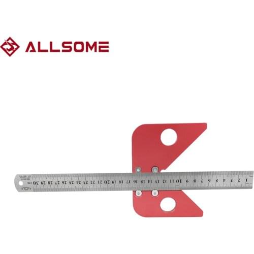 ALLSOME Woodworking Center Scribe 45 Degree Angle Line Gauge Wood Ruled Carpenter Ruler Gauge HT2340