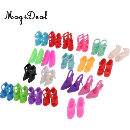 MagiDeal Colorful 20 Pairs 2cm PVC Doll Boots Shoes High Heel Sandals for Dolls Dollhouse Decoration Children Girls Cute Toy