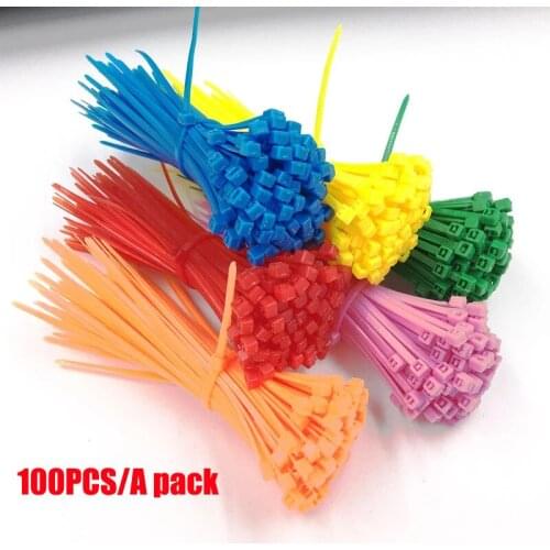100PCS Reusable Self-locking Nylon Adjustable Home Improvement Wire and Cable Tie Manager Fixed Cable Ring Packaging Color Tie
