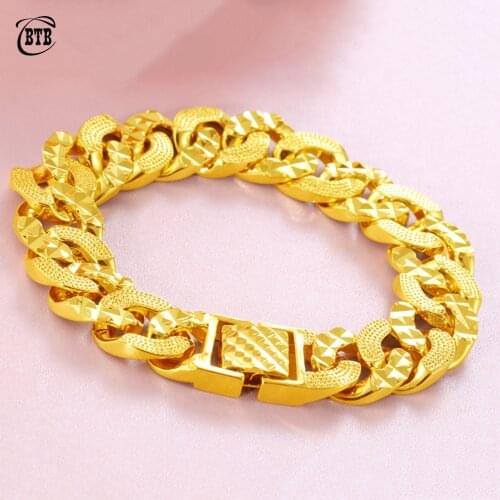 Fashion Jewelry European Coins Creative Gold-plated Domineering Personality Mens Bracelet Thick Sand Gold Bracelet Accessories