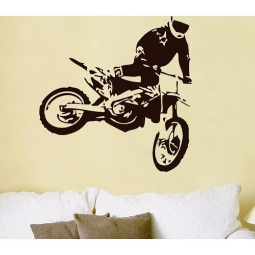 Motocross Wall Stickers Jumps Motorcycle Home Decor Removable Vinyl Adhesive Living Room Decoration Children Kid Boys Room Decal