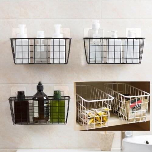 Nordic Wire Wall-Mounted Storage Basket Bathroom Kitchen Spice Seasoning Jar Rack Storage Holder Wall Shelf Rack Organizador