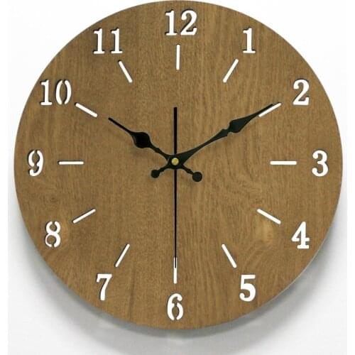 Natural Wall Clock Brief Style Wooden Wall Clock Wood Decor Silent Quartz Large Round Unique Clock Home Room Decor