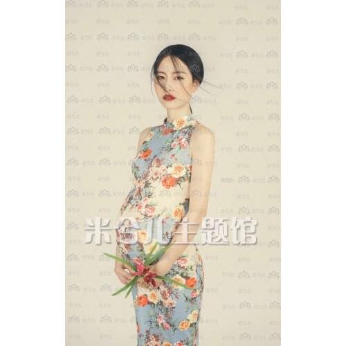 New Arrival Chinese Female Qipao Short Style Cheongsam Women Traditional Silk Satin Dress Flower dress Maternity photography