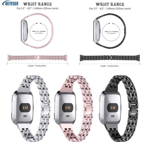 New Arrival Hot Selling Metal Bracelet Watchband Luxury Bling Lady Wristband Diamond Stainless Steel Strap For Fitbit Versa