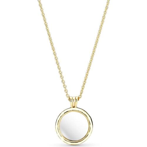 NEW 2018 100% 925 Sterling Silver Gold Lockets Logo Necklace Pendant Necklace Fit Women Original Fashion Jewelry Gift