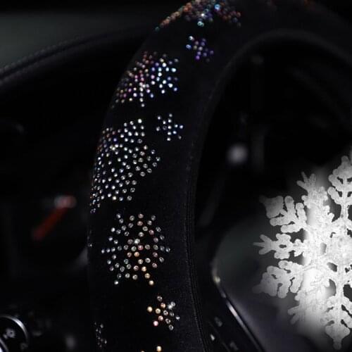 Universal 37-38cm Steering Wheel Cover Colorful Diamond Rainbow Bling Soft Car Steering Wheel Protector Cover for Women Girls