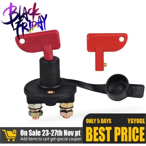 Car Battery Disconnect Switch Power Isolator Cut Off Kill Switch + 2 Removable Keys For 12V/24V vehicles truck Car Accessories
