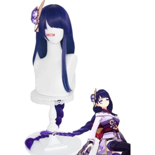 Baal Cosplay Wig Game Genshin Impact Shogun Woman 100cm Long Graident Purple Braided Hair Peluca Anime Hallowen Party Wigs