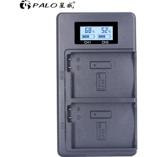 PALO 1 pcs LP-E8 digital battery charger lp e8 LCD intelligent Dual USB charger display lpe8 digital For Canon LP-E8 dedicated