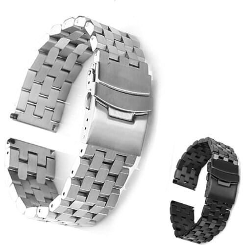 Stainless Steel Watchband 18mm 20mm 22mm 24mm Solid Metal Brushed Trapezoid Bracelet for Women Men Watch Accessories