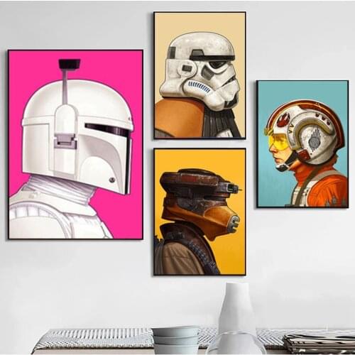 Nordic Star Wars Movie Black Warrior White Soldier Canvas Painting Poster and Print Wall Art Picture for Childrens Room Decor