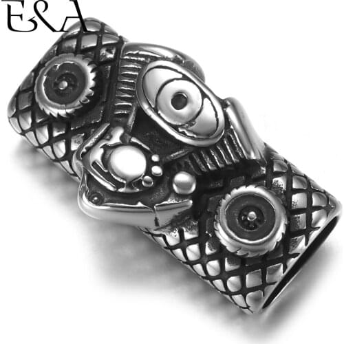 Stainless Steel Slider Beads Motor Engine 12*6mm Hole Slide Charms for Men Leather Bracelet Punk Jewelry Making DIY Supplies