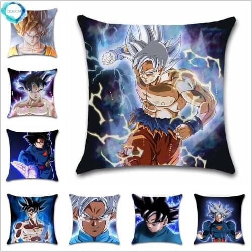 Son Goku God Silver Cartoon Cushion Cover Decoration Home Office Sofa Chair Car Friend Gift Decor Kids Bedroom Pillowcase