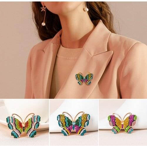 Rhinestone Color Butterfly Brooches For Women Insect Pin Design Fashion Jewelry
