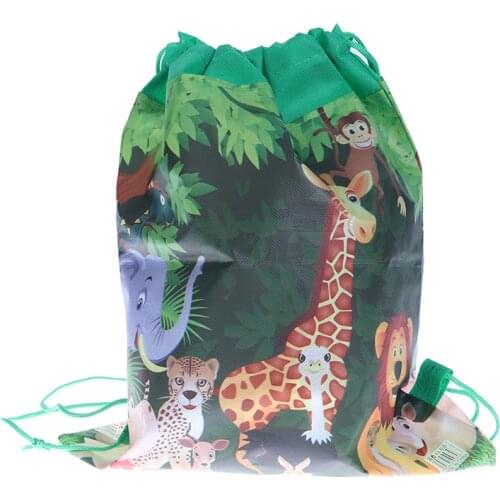 Forest Zoo Drawstring Bag For Girls Travel Storage Package Cartoon School Backpacks Children Birthday Party Favors