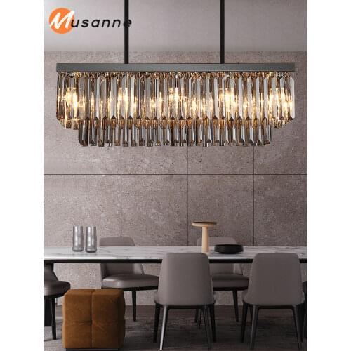 LED crystal chandelier rectangular restaurant bar lamp 90v-260v indoor lighting light luxury decorative lamp
