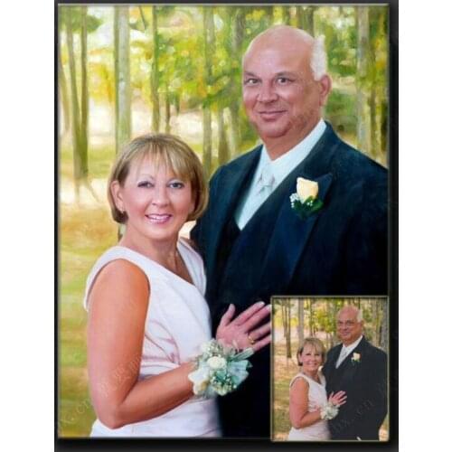 TOP ART customize service oil painting--custom Couple sweetheart picture -hand painted 24x36 inch- best birthday present