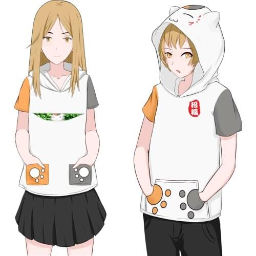Brdwn Natsume Yuujinchou Unisex Madara Natsume Takashi Reiko Cosplay Costume Hoodie Short Sleeve Tee Tops