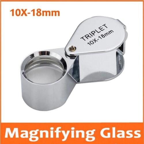 10X 18mm Jewelry Gem Identifying Inspecting Magnifying Glass Loupe Metal Pocket Jadeite Filter Super Triplet Lens Magnifier