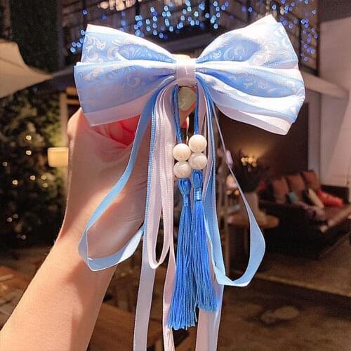 Hair Clip 2Pcs Kids Girl Chinese Style Bowknot Beads Tassel Hair Clips Hairpins Barrettes