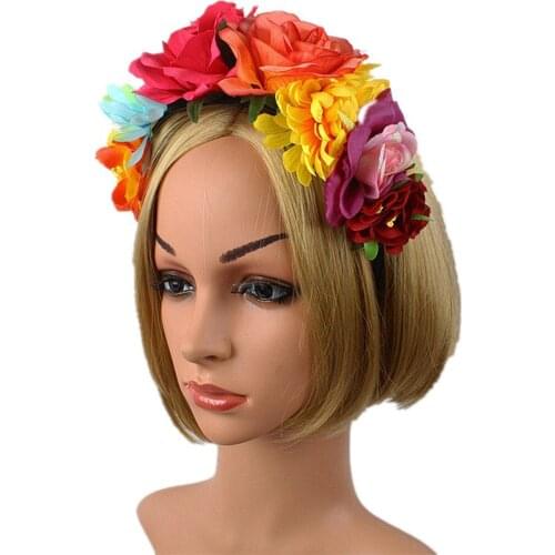 Female Hair Hoop Rose Flowers Hair Clasp Headband Headdress Cosplay Tools for Women