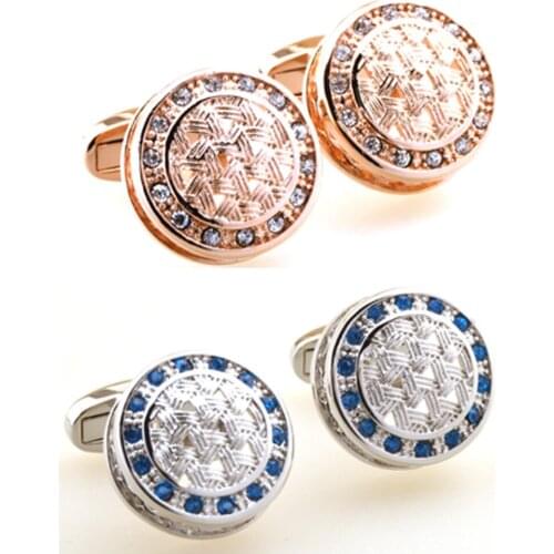 10pairs/lot Luxury Crystal Cufflinks Hollow Designed Cuff Links Wedding Gift Business Style Mens Jewelry Accessory Wholesale