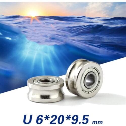 [U0620-9.5NJ]10PCS high quality U groove type guide rail track pulley rail flute chrome steel bearing wheel U0620 6*20*9.5mm
