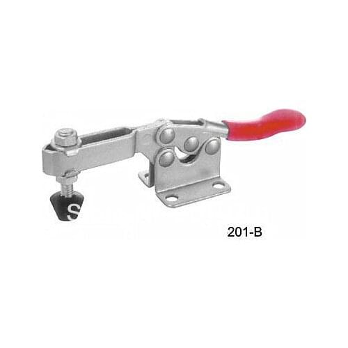 201B Quick Release Holding Horizontal 90Kg 198 Lbs Metal Toggle Clamp Clamper U Bar Flanged Base Red Soft Plastic Covered Handle