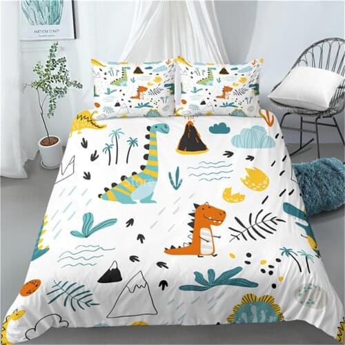 Cartoon Dinosaur Print Home Living Luxury 3D 3Pcs Comfortable Duvet Cover PillowCase Bedding Sets Queen and King EU/US/AU Size
