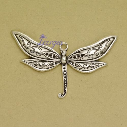 3pcs/lot--80x47mm,Dragonfly chams, Antique silver plated Big Dragonfly charms,DIY supplies, Jewelry accessories