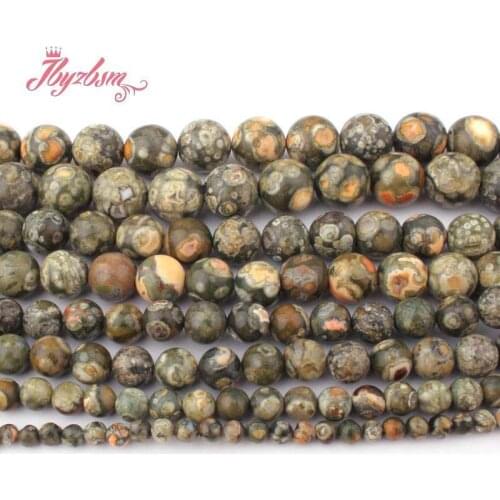 4/6/8/10/12MM Natural Green Rhyolite Kambaba Jaspers Round Beads Loose Spacer Stone Beads For Necklace Jewelry Making Strand 15"