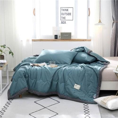 50 Green Blue Quilting Summer Comforter Quilt Washed Polyester Fabric Microfiber Stitching Print Twin Queen Air-Condition