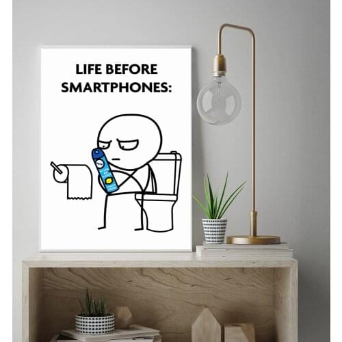 Abstract Lines Villain In The Toilet Wall Art Canvas Painting Nordic Posters and Prints Wall Pictures for Living Home Decoration