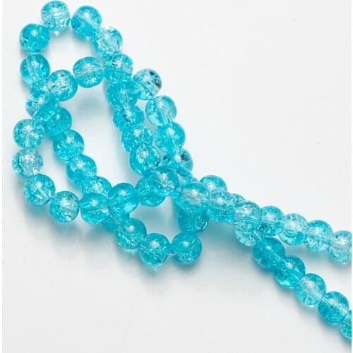 Wholesale Blue Cracked Glass Beads Natural Stone Round Loose Beads for Jewelry Making 6 8 10mm Necklace Bracelet Earrings DIY