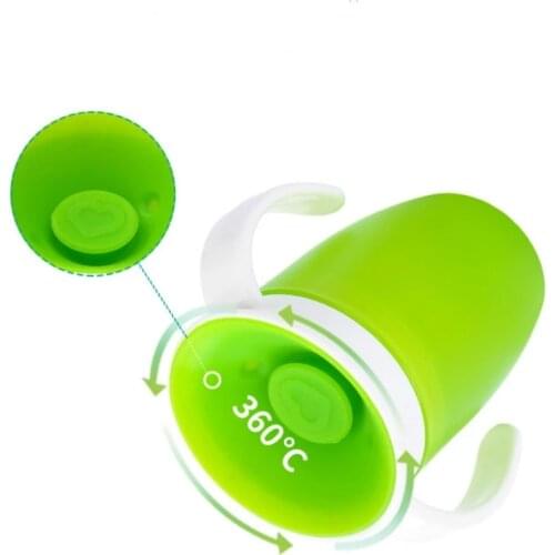 360 Degrees Can Be Rotated Baby Learning Drinking Cup with Double Handle Flip Lid Leakproof Infants Water Cups Bottle BPA Free